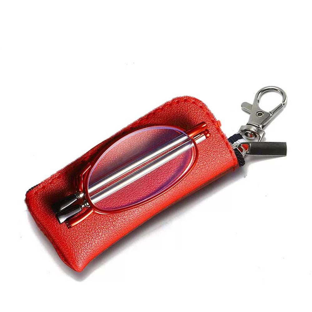 Draagbare Vouwen Leesbril Met Opslag Vrouwen Mannen Blauw Licht Blokkeren Verziend Brillen Vergrootglas Eyewear Sleutelhanger: -400 / red