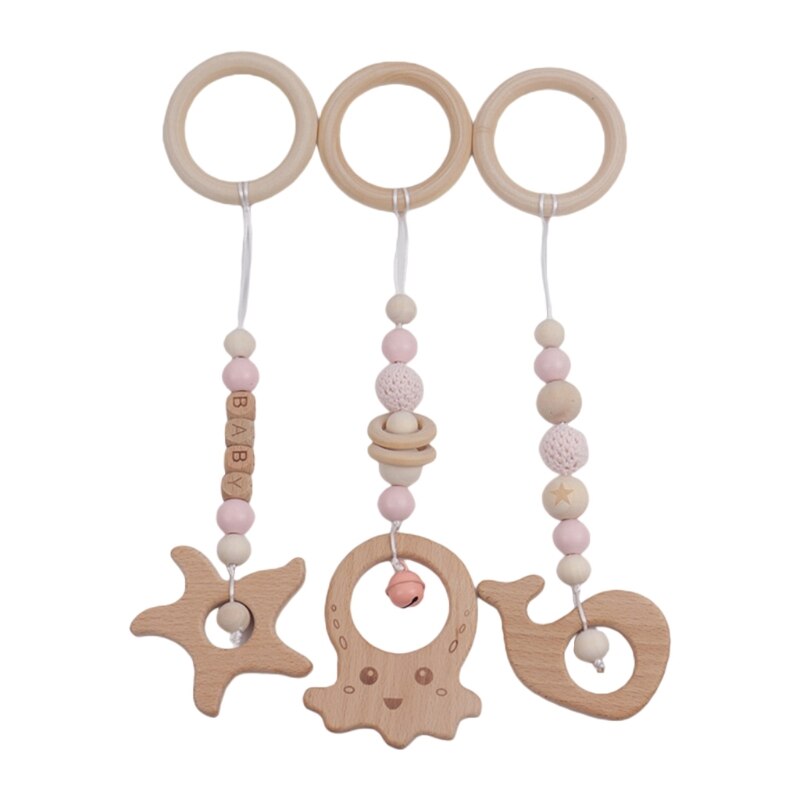 Baby Play Gym Frame Houten Beuken Activiteit Gym Frame Wandelwagen Opknoping Hangers Speelgoed Bijtring Ring Verpleging Rammelaar Speelgoed Room Decor: A22