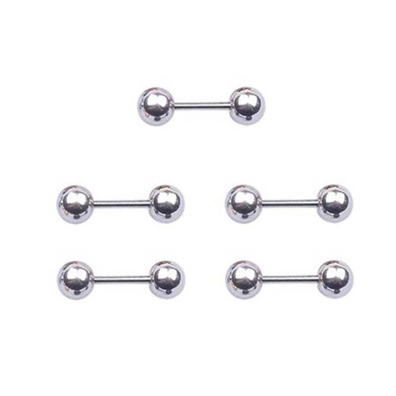 5 pçs de aço inoxidável mini parafuso prisioneiro brinco pequena bola parafusos barbell brincos masculino orelha osso prego lábio sobrancelha osso piercing corpo jóias: silver