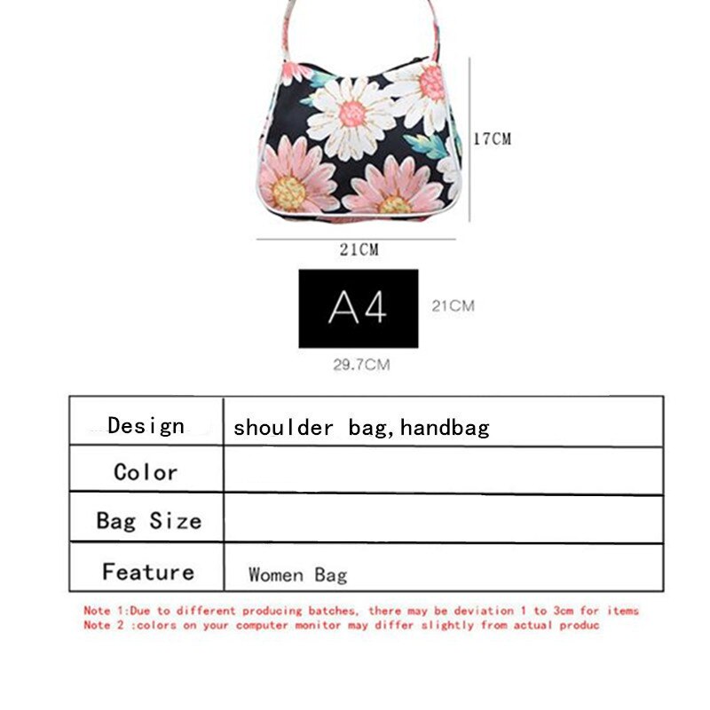 Vintage Canvas Ladies Underarm Armpit Bag Flower Pattern Women Purses and Handbags Girls Hobos Shoulder Bags Small Tote