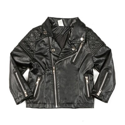 Kinder PU Leder Jacke Jungen Herbst Leder Mantel Mädchen Frühling Jacke Kinder Feste Beiläufige Oberbekleidung 1-7T: Black / 18m