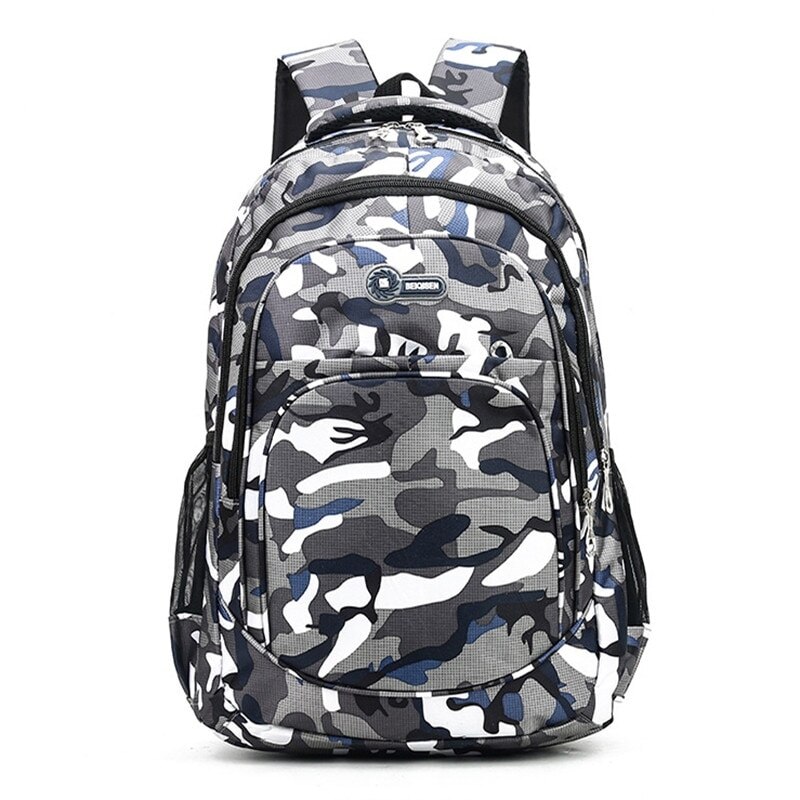 2 Sizes Camouflage Waterproof School Bags For Girls Boys Orthopedic Children Backpack Kids Book Bag Mochila Escolar Schoolbag: blue large-1
