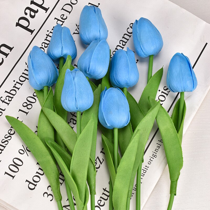 1PC 30cm Real Touch PU Tulips Artificial Flowers for Home Garden Bedroom Decoration flores artificiales para decoracion hogar: sky blue