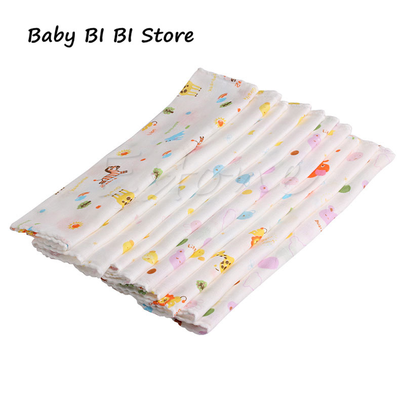 10Pcs Pasgeboren Gaas Mousseline Vierkante 100% Katoen Bad Wassen Baby Zakdoek Handdoek