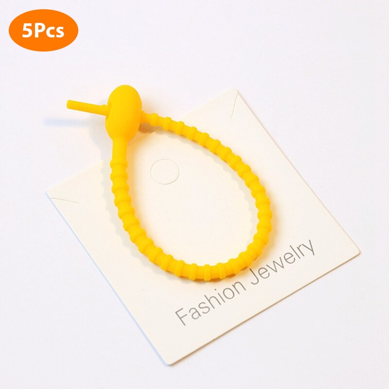 Fascette per alimenti riutilizzabili in Silicone da 5 pezzi fascette per borse a spirale fascette per cavi autobloccanti ecologiche: -N1