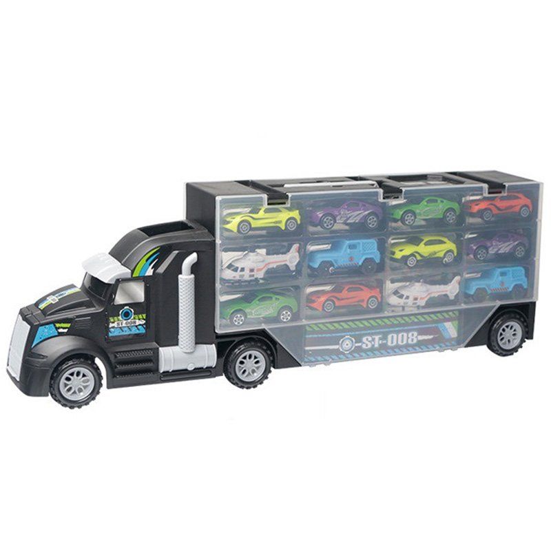 13 stks/set Vervoer Auto Carrier Truck Jongens Speelgoed (Inclusief Legering 10 Auto 'S en 2 Helikopters) Voor Kid Kinderen