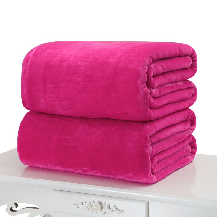 Weiche Warme Korallen Vlies Decke Winter Blatt Bettdecke Sofa Werfen Licht Dünne Mechanische Waschen Flanell Decken: Rose rot