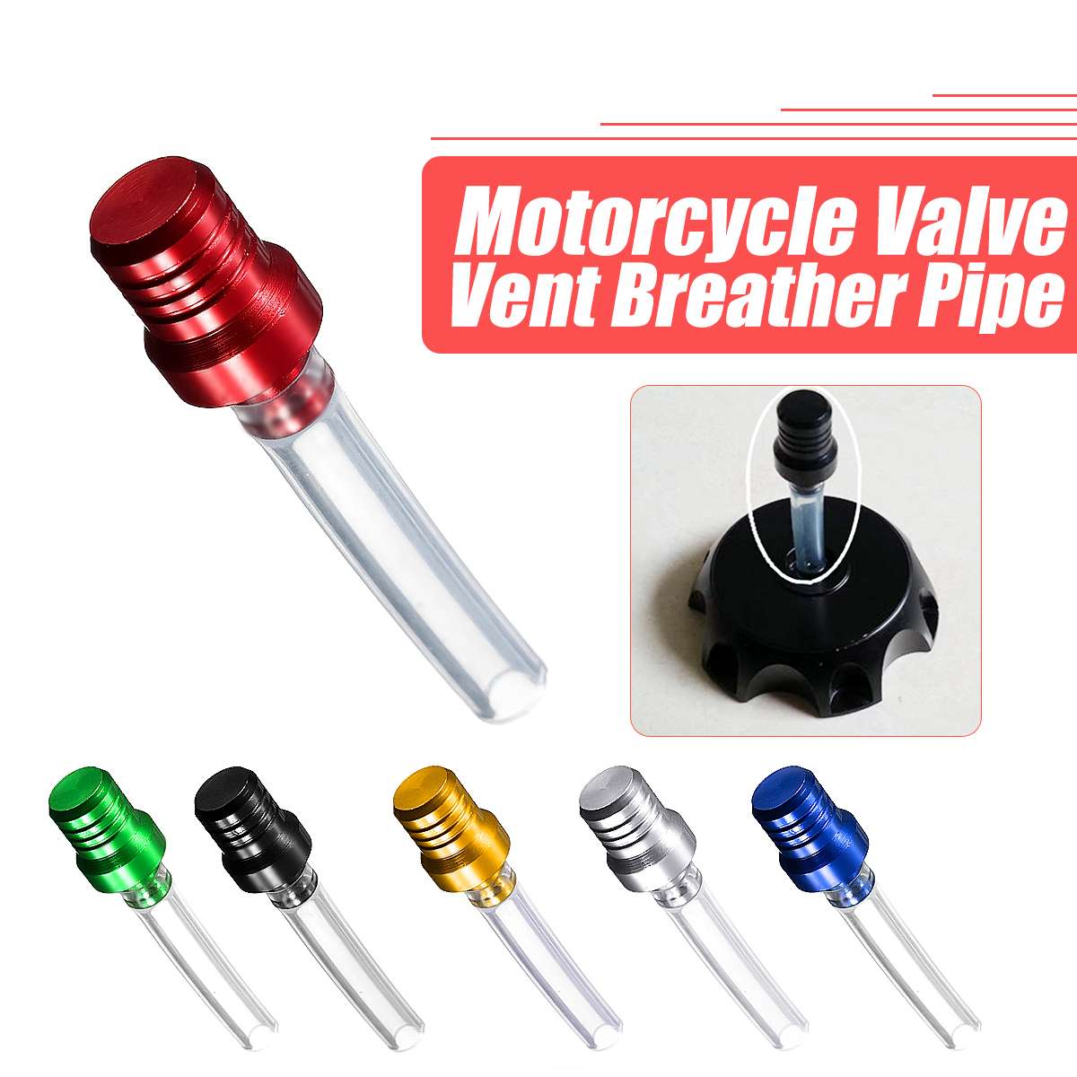 Válvula de ventilación Universal para motocicleta, tanque de gasolina, tapa de combustible, respiradero de válvula de ventilación, tubo de manguera para ATV Dirt Pit Quad Bike