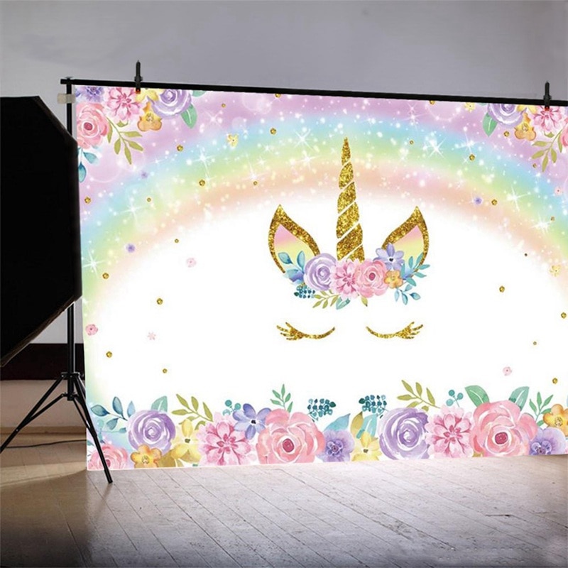 90*150cm Unicorn Birthday Party Decorations Kids Unicorn Party Backdrop Rainbow Photography Background Baby Shower Decoration