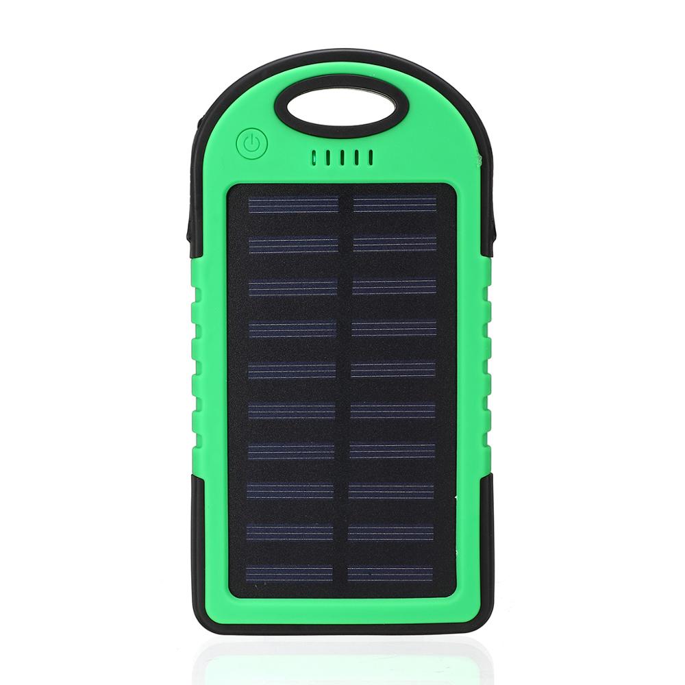 LED Solar Panel Portable Waterproof Bank 12000mAh Dual USB Solar Battery bank Portable Cell Phone Charger: green