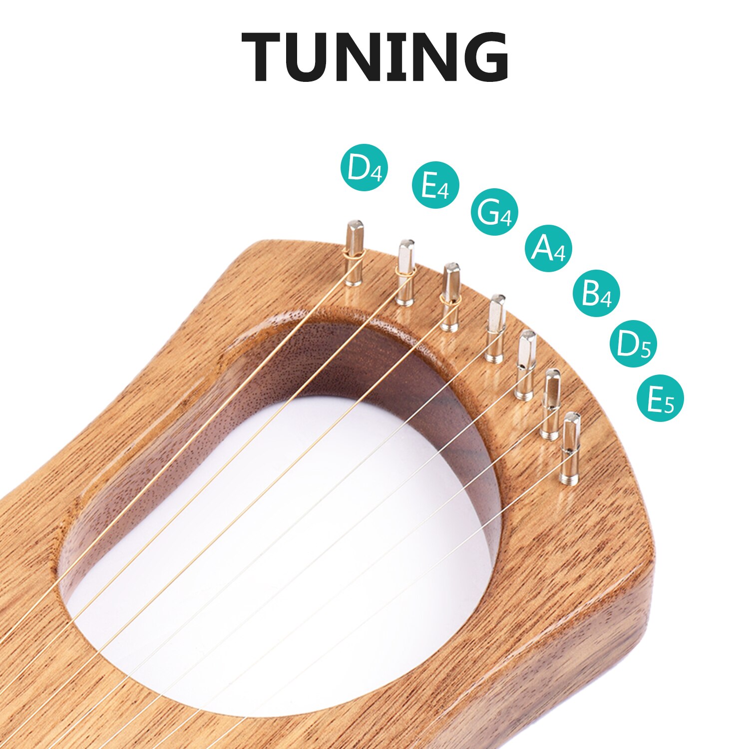 Ammoon-ARPA de Lira de 7 cuerdas, instrumento de cuerda de madera de lires Terminalia de estilo antiguo con bolsa de transporte, juego de cuerdas Extra, paño de limpieza