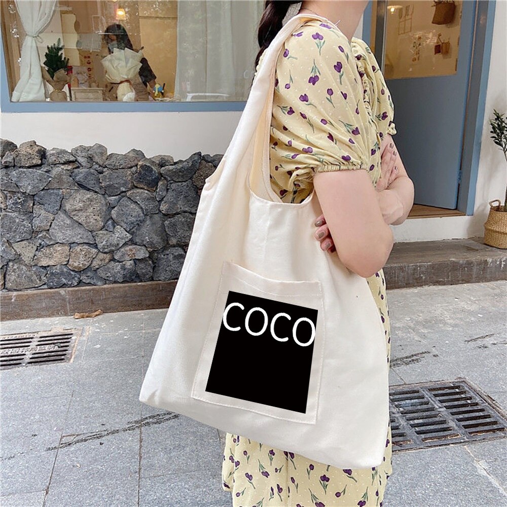 Vrouwen Boodschappentassen Canvas Forens Vest Bag Herbruikbare Kruidenier Handtassen Eco Messenger Tote Shopper Tas: Text 022