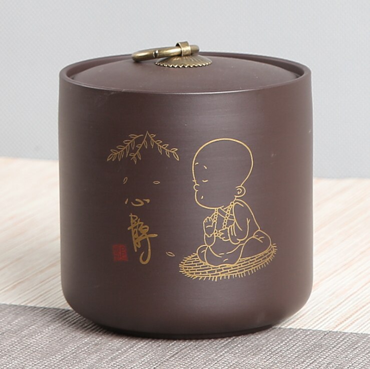 Airtight Canister Zisha Tea Box Kitchen Storage Bottles Jars Food Container Grains Tea Coffee Beans Grains Candy Jar Containers: Pattern 15