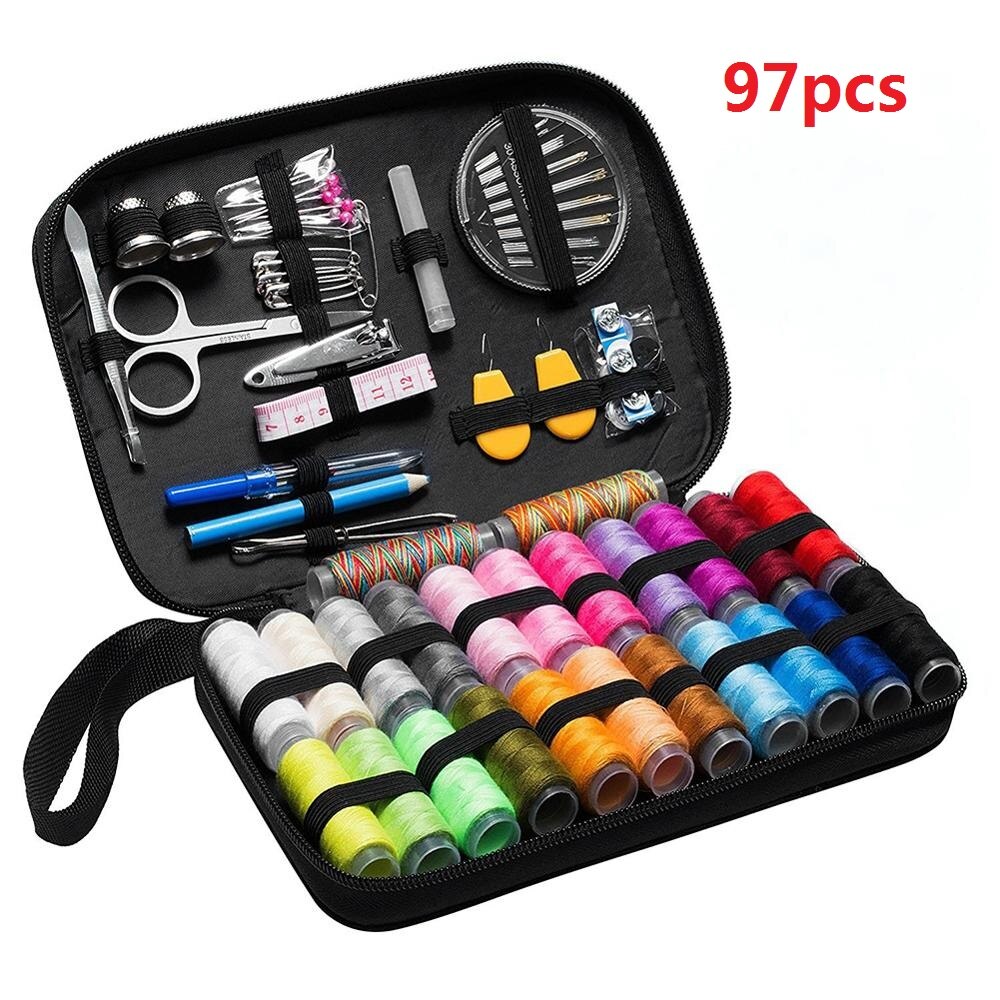 Sewing Kit Box DIY Sewing Thread Needles Kits Set Hand Stitching Knitting Tools Craft Thread Sewing Accessories 70/90/97/98pcs: 97pcs