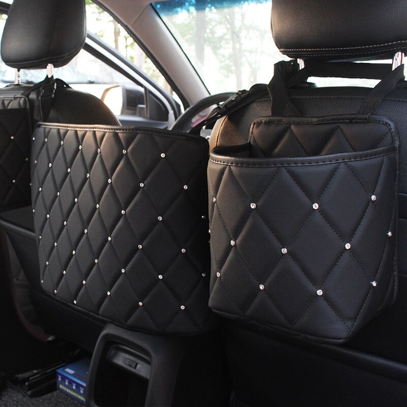 Diamant rhinestone bil opbevaringspose hængende bil arrangør sæde ryg holder styling opbevaring rydde bil interiør tilbehør