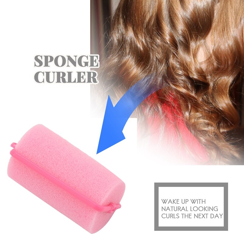 12 Stuks Donker Roze Haar Styling Soft Foam Sponge Rollers Krulspelden Kappers Gereedschap