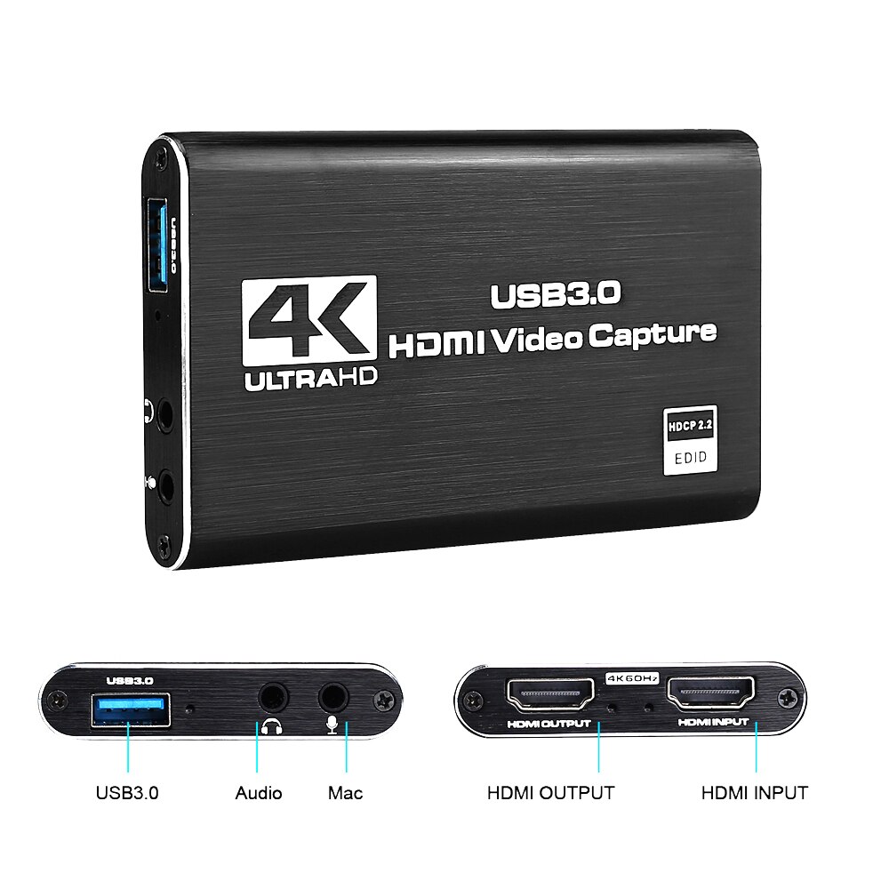 Hdmi-kompatibelt videooptagelseskort 4k skærmoptagelse usb 3.0 1080p 60 fps spiloptagelsesenhed til xbox one  ps4 wii nintendo