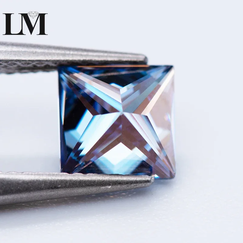 Moissanite steen saffier blauwe kleur Princess Cut edelsteen voor sieraden maken materiaal Lab Grown geavanceerd met GRA-certificaat