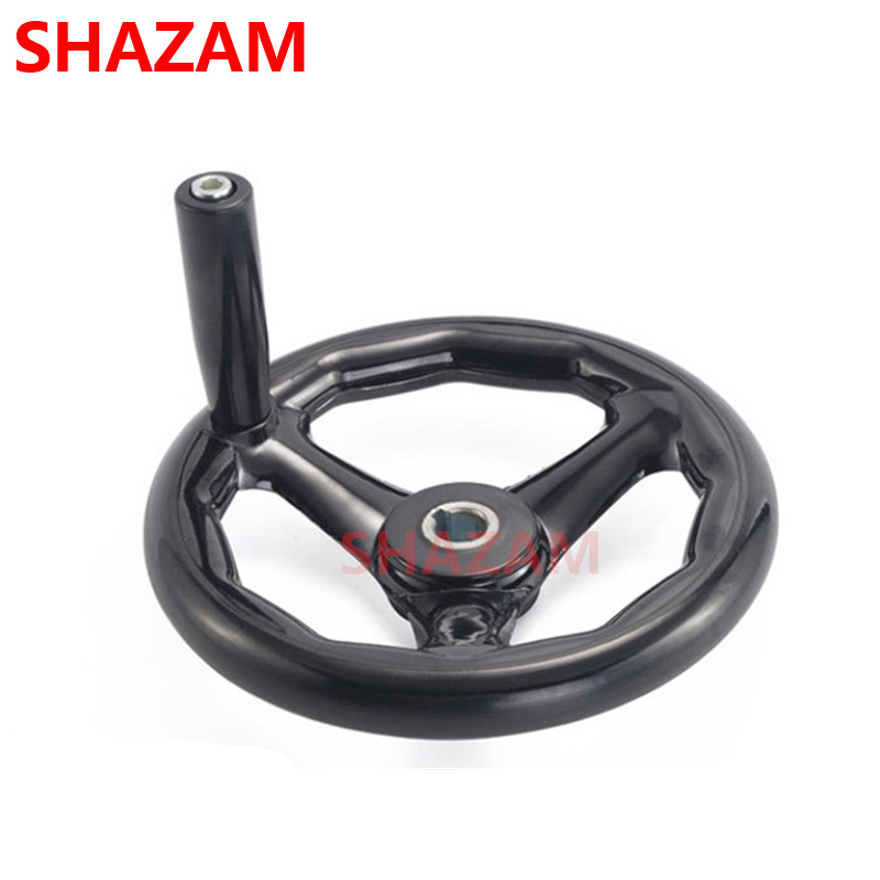 Slijpmachine Hand Wiel Drie Bakeliet Handvat Freesmachine Rand Zwart Ronde Wiel Draaien Wiel Handvat 200*18 (spiebaan 6Mm)