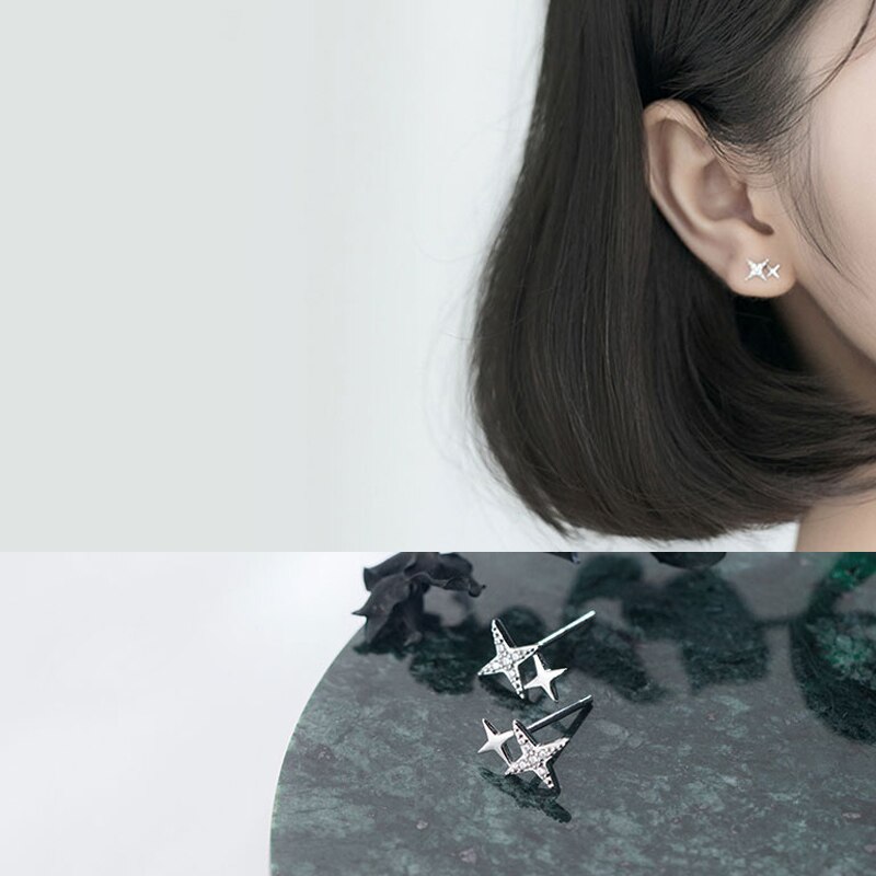 La Monada Fine Jewelry Star Stud Earrings 925 Sterling Silver Shine Korean Minimalist 925 Silver Earrings For Women Stud Grils: Default Title