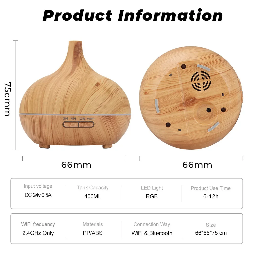WiFi smart 550ML Elektrische Geurverspreider Essentiële Olie Diffuser Luchtbevochtiger Ultrasone Afstandsbediening Mist Maker Thuis