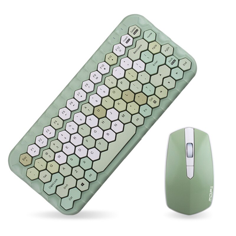 Ensemble clavier et souris sans fil rose pour fille, mini, cœur: green