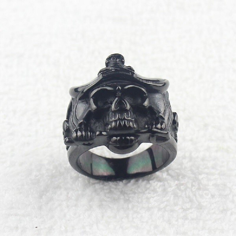 Cool couteau crâne de Pirate noir pour hommes, anneau de motard en acier inoxydable, taille américaine 7-15