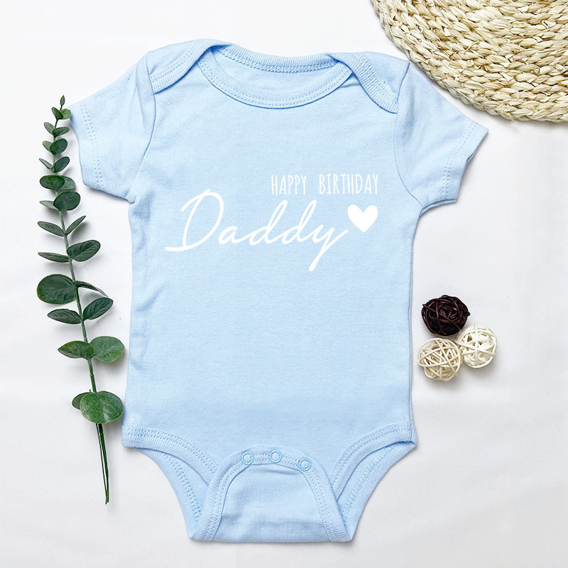 Gelukkige Verjaardag Daddy Letters Print Baby Bodysuit Baby Groeien Voor Baby Peuter Jongens Meisje 100% Katoen Romper Jumpsuit: Blue 02 / 0-3M