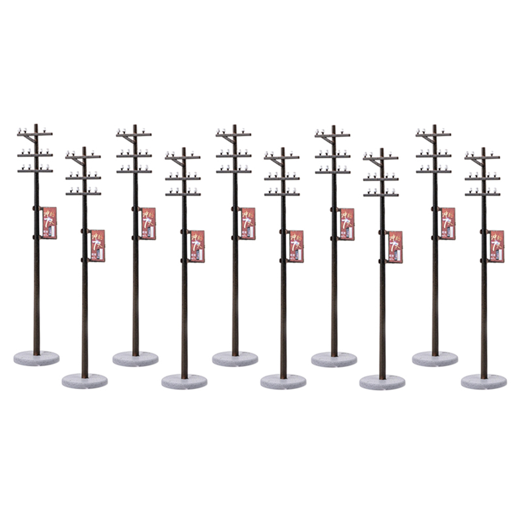 10x Plastic Electric Line Pole Model for Train SCENERY 1:100 HO TT Scale