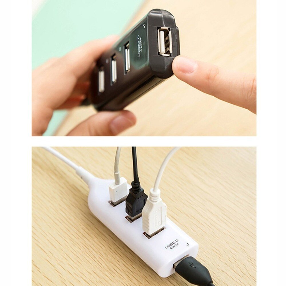 USB 2.0 High Speed 4 Ports Splitter Usb Hub Adapter For PC Laptop Computer Black Receiver Computer Peripherals Accessories