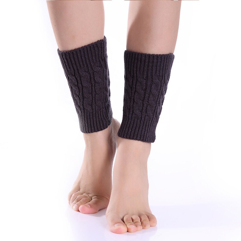 Yoziron dames winter effen gebreide zwarte beenwarmers meisjes gebreide kniekousen herfst beenwarmers enkelwarmers dames laarzen sokken: Donkergrijs