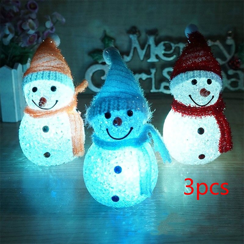 Beautiful Colorful Glow Christmas Snowman LED Lights Pretty Lovely Lamp Christmas Tree Ornaments: 3 pcs