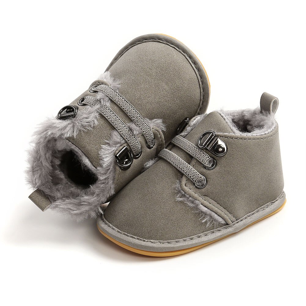 0-18M Neugeborenen Baby Booties Winter Warme Pelz Futter Nicht-Unterhose Gummi Sohle Stiefel Kleinkind Prewalkers 4 farben: D / 13-18 Monate