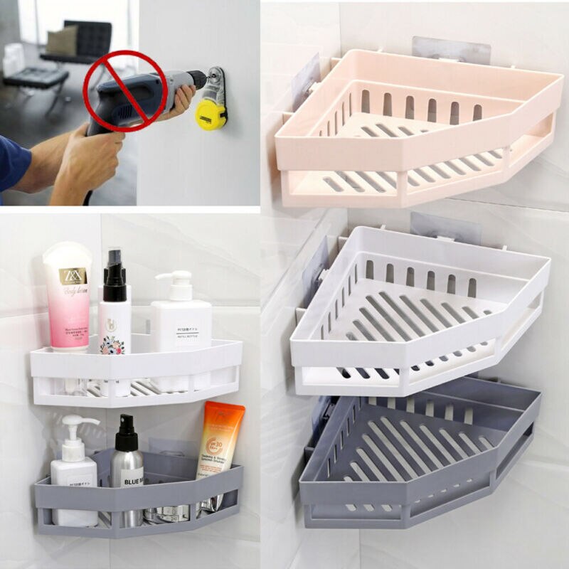 Seamless Sticker Triangle Shelf Toilet Storage Rack Kitchen Bathroom Toilet Shelf Corner Storage Rack
