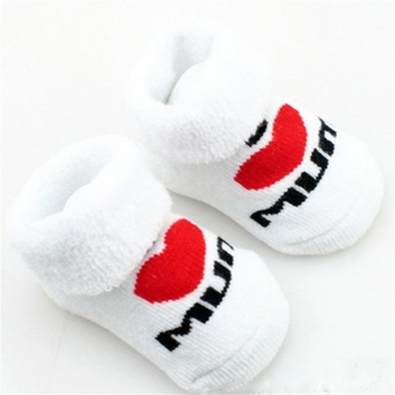 100% cotton Baby socks rubber slip-resistant floor socks love dad love mum cartoon kids socks