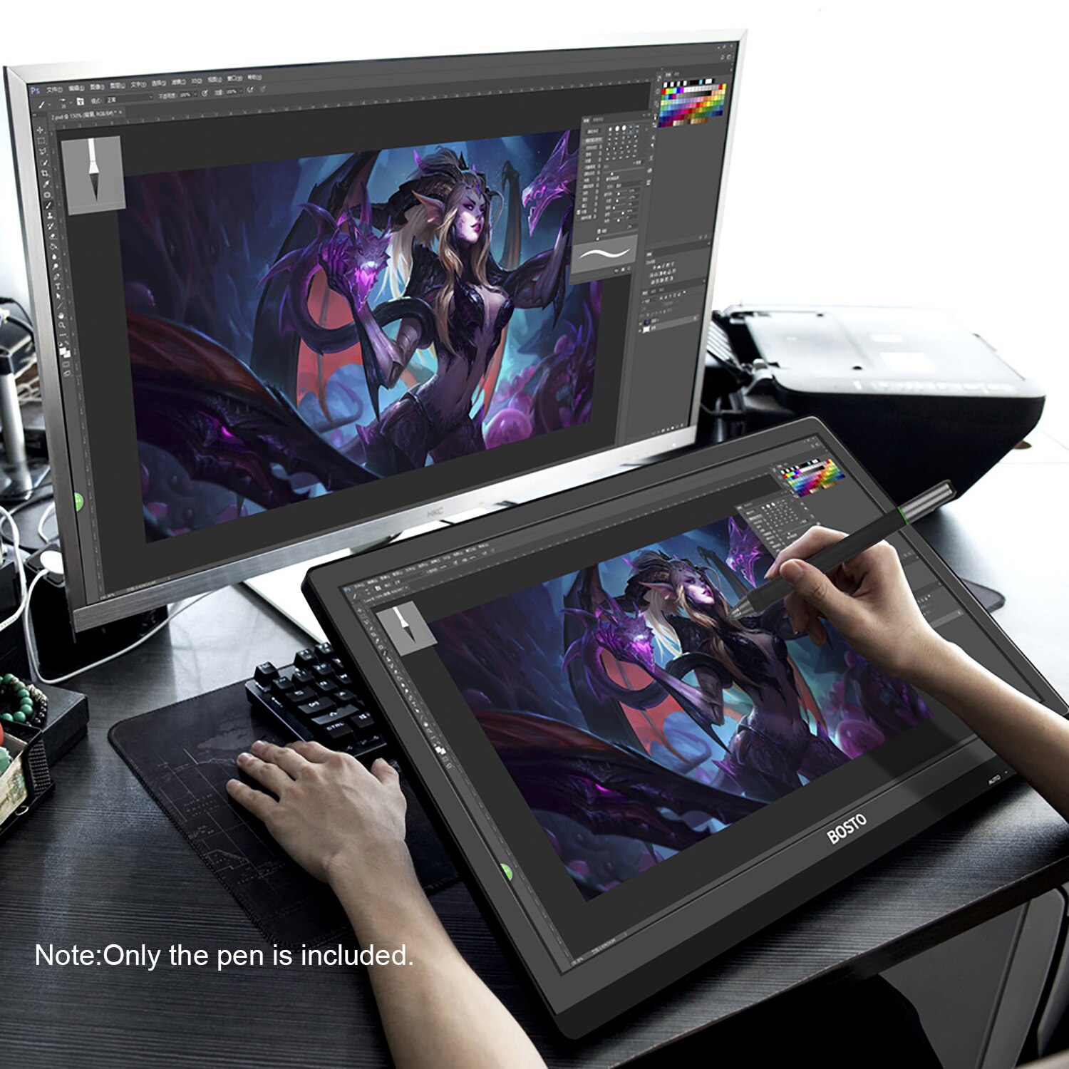 UGEE P50SD bolígrafo de dibujo recargable Stylus con Cable de carga USB para tableta UG1910B/ UG2150/ HK1560