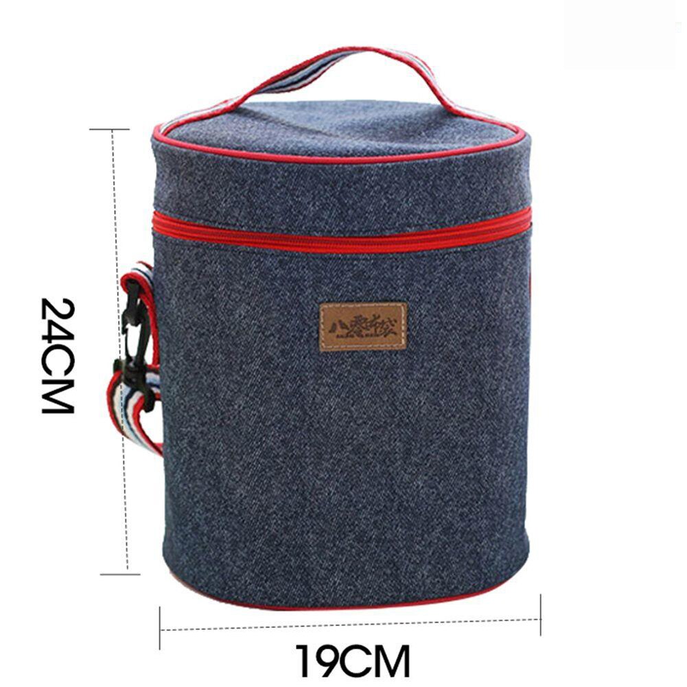 Portable Tote Heat Insulated Lunch Storage Cooler Food Box Denim Thermal Bag Portable Heat-insulated Cooler Lunch Box Tote: 7