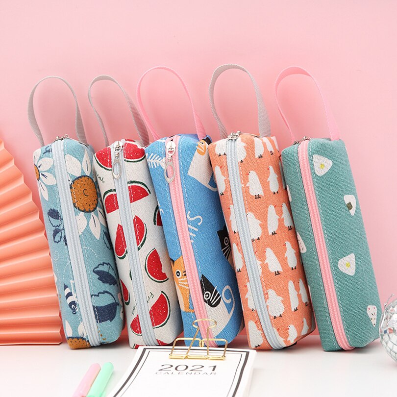 Pencil Case Unicorn Korean Stationery Trousse Scolaire Large Capacity Canvas Pencilcase Estuche Escolar School Pencil Pouch