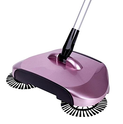 Handheld Sweeper Bundle Household Automatic Hand Push Sweeper Broom Vacuum Cleaner Sweeping Robot 3in1 Floor Brush: ROSE GOLD