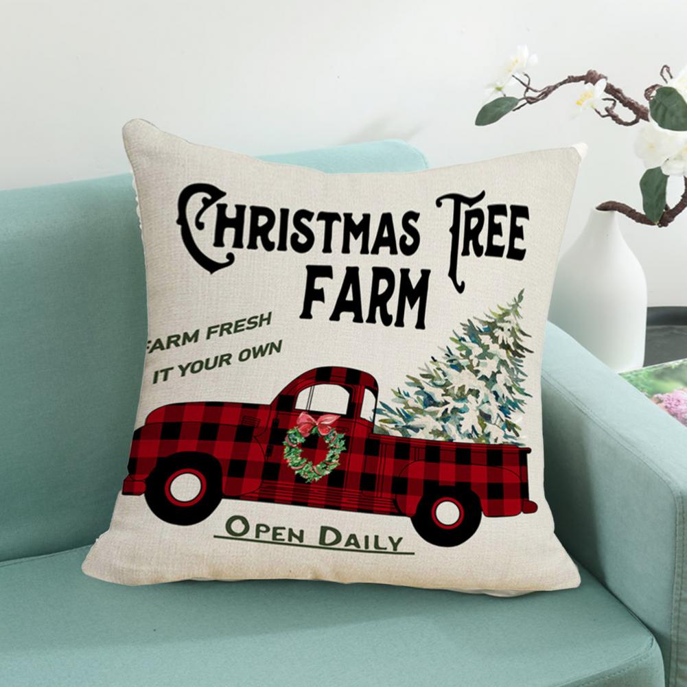 2022 Gelukkig Nieuwjaar Vrolijke Kerstversiering Linnen Kussenhoes Buffalo Rooster-Plaid Kussensloop Rendier Sokken Kussensloop