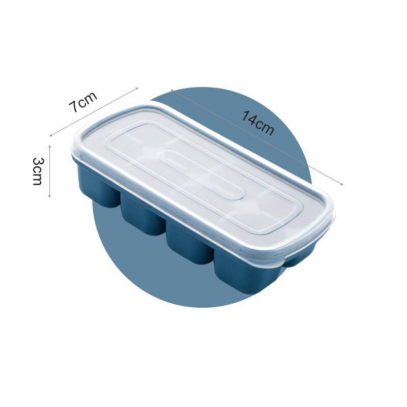 8 Grids Silicone Ice Mould Square Ice Cube Maker with Dustproof Lid Ice Cube Molds Ice Cube Tray for Whiskey Cocktails Drinking: Dark Blue