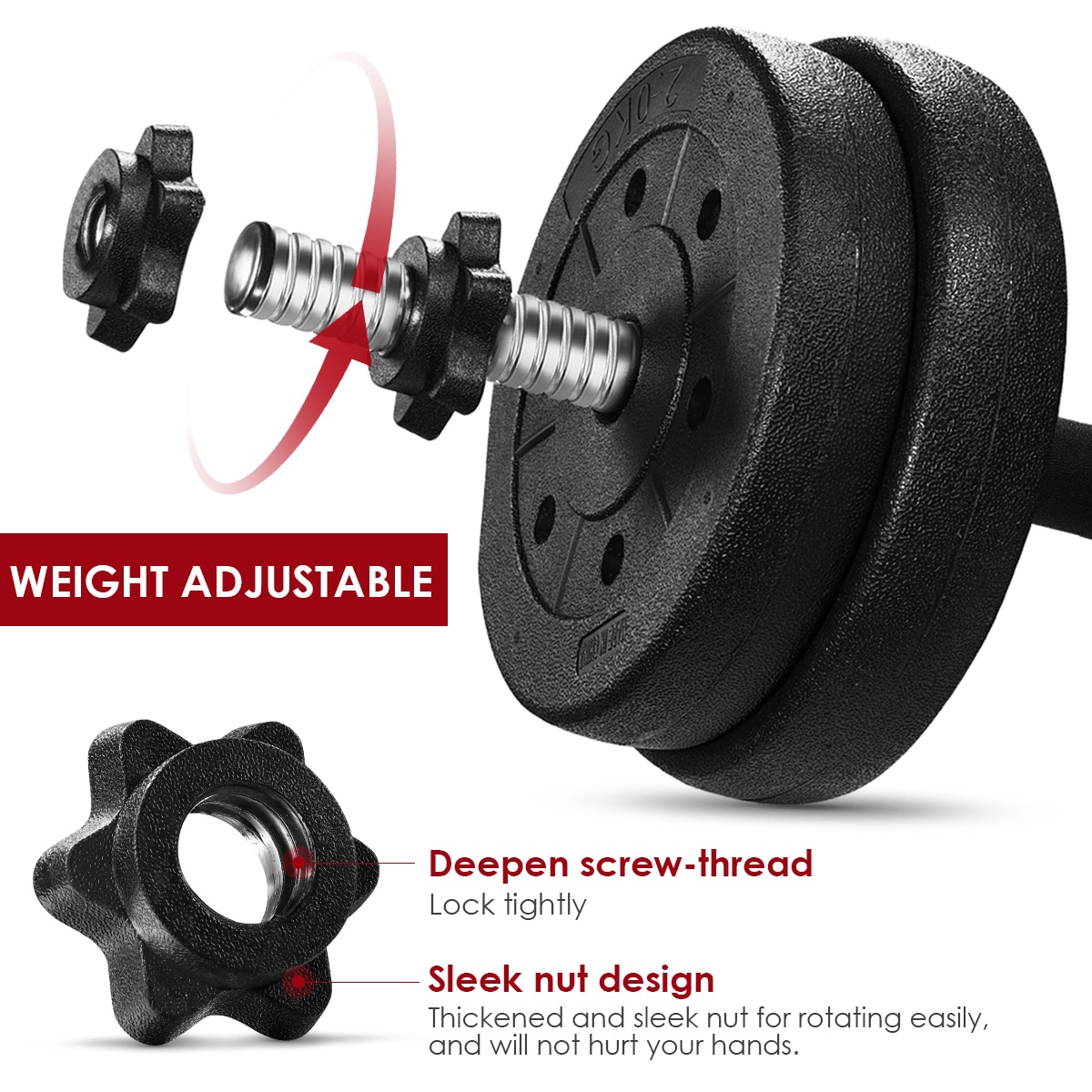 In Voorraad 30Kg Halter Gewicht Set Verstelbare Effen Fitness Halter Set Veiligheid Antislip Dumbbells Gym Oefening Training voor Thuis