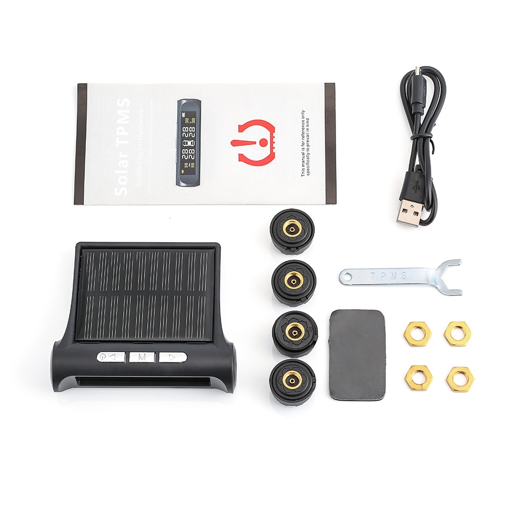 Smart Solar Car TPMS System Tire Pressure Monitoring System Solar Power charging Digital LCD Display Auto Security Alarm Systems