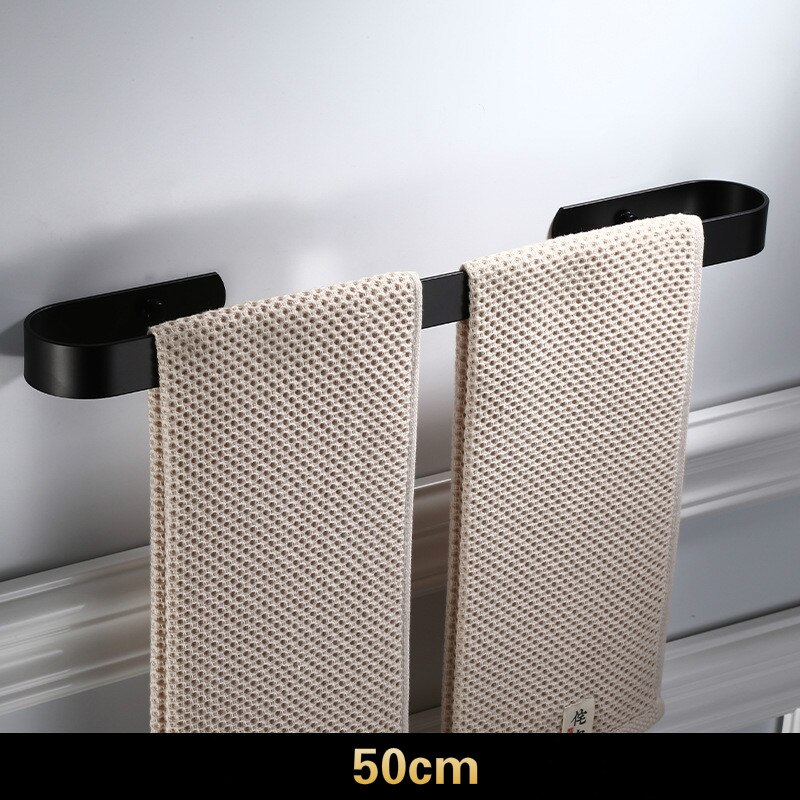 Handdoek Houder Handdoekenrek Handdoekhouder Handdoek Bar 30/40/50/60 Cm Aluminium Zwart Wit Badkamer Accessoires Handdoek hanger: Black 50cm