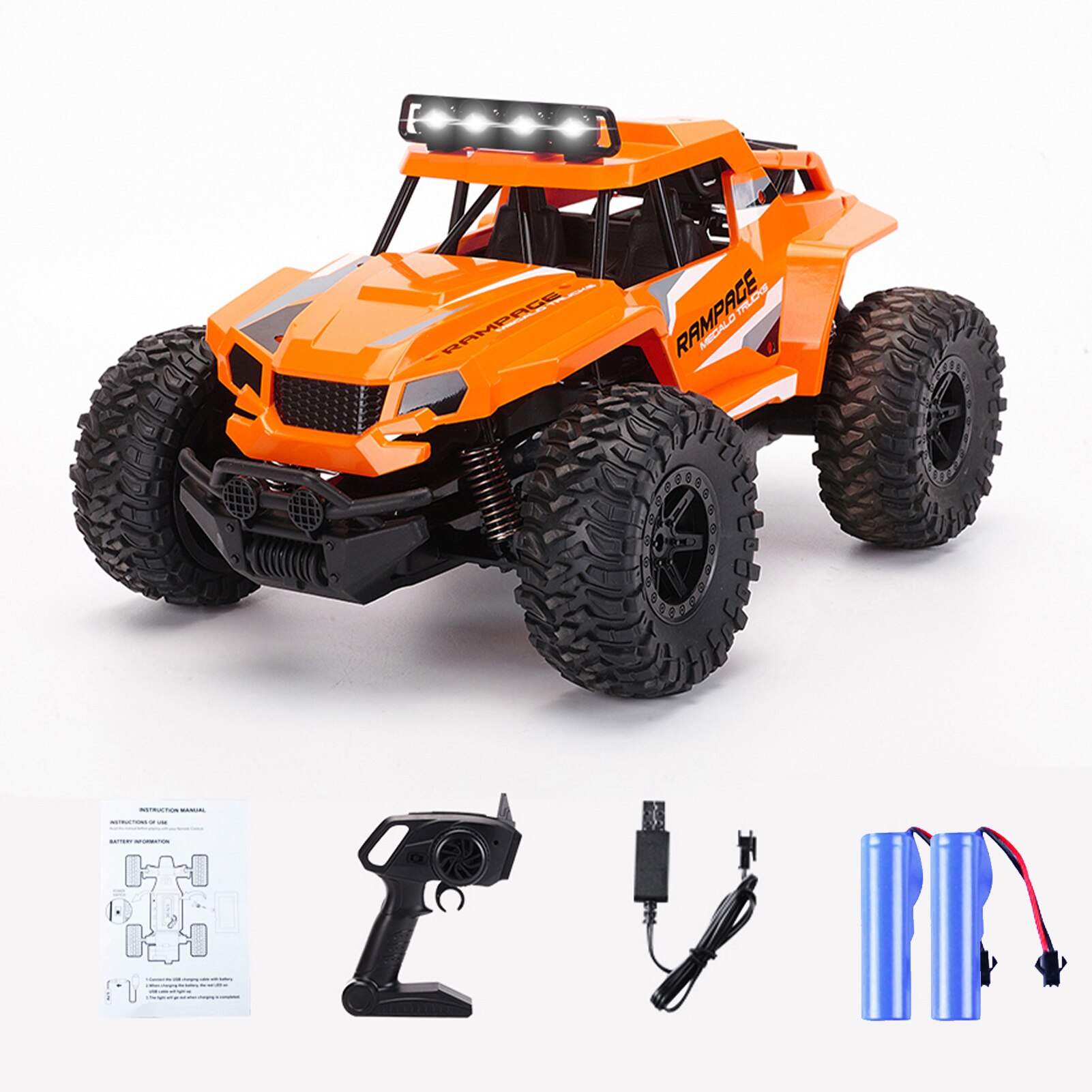 K14-4 1/14 Rc Auto Off-Road Auto Klimmen Auto Hoge Snelheid Auto Racewagen Afstandsbediening Auto 2.4Ghz rc Auto Cadeau Voor Kinderen Jongens: orange 2 batteries