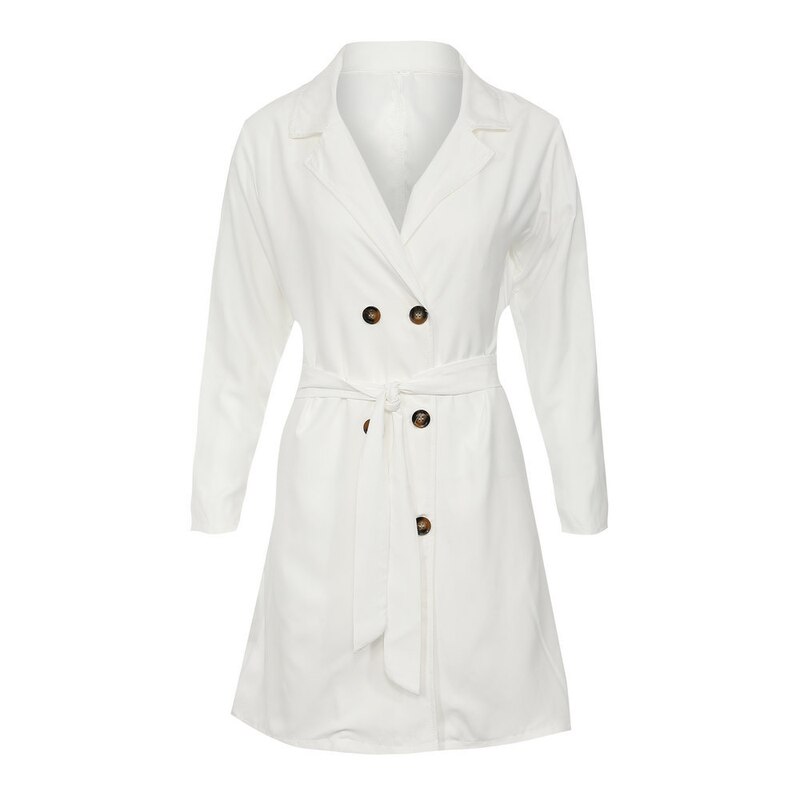 U-swear herfst lange trenchcoat voor dames witte trenchcoat kantoor dame formele trenchcoat sexy v-hals slanke vrouwelijke jas