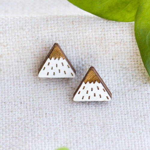 Yoga Mountain Earrings - Minimalist Geometric Studs - Lightweight Jewelry