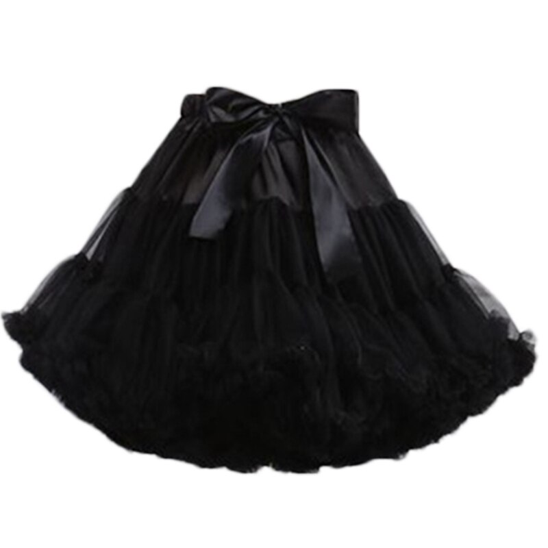 Bridal Petticoat ElasticHigh Waist Flared Tiered Ruffles Fishtail Crinoline Tutu Underskirt Princess Mesh Tulle Fluffy Petticoat: black