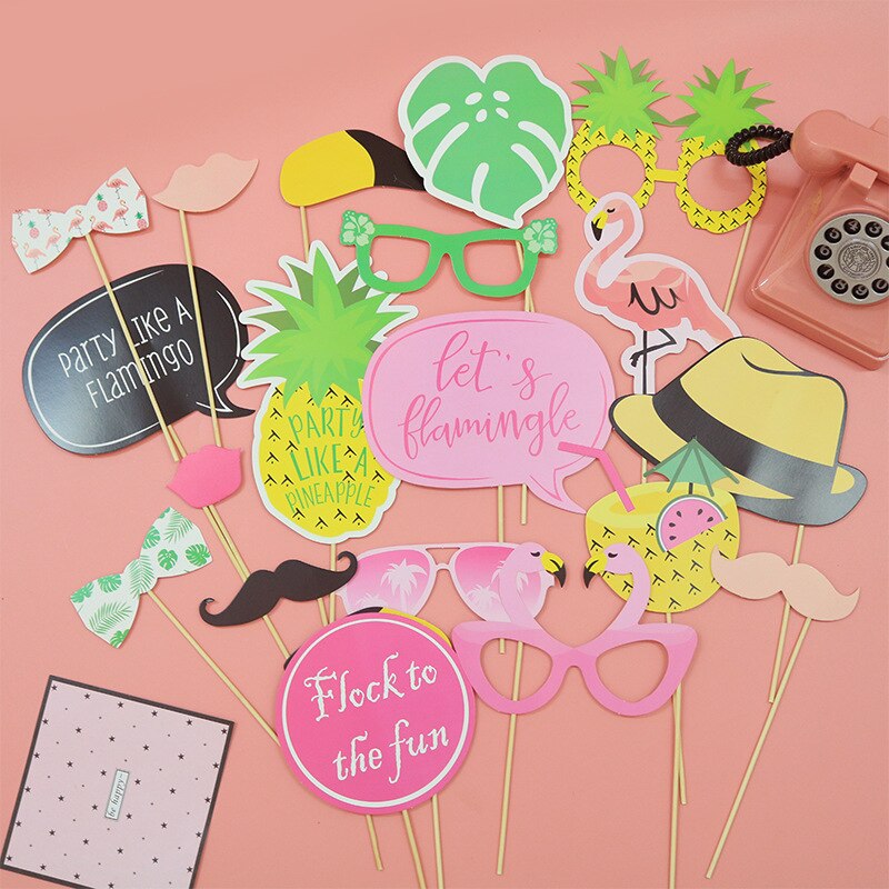 20 stk flamingo foto rekvisitter hawaii party ananas dekorasjon bursdagsfest foto booth kit tilbehør hawaii tropical  pt28