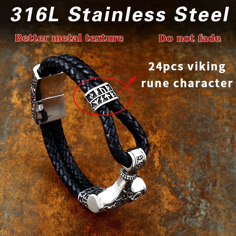 316L Edelstahl Preis Punk Leder armbänder Nordic Viking Schmuck Für Mann schmuck LBC-L005